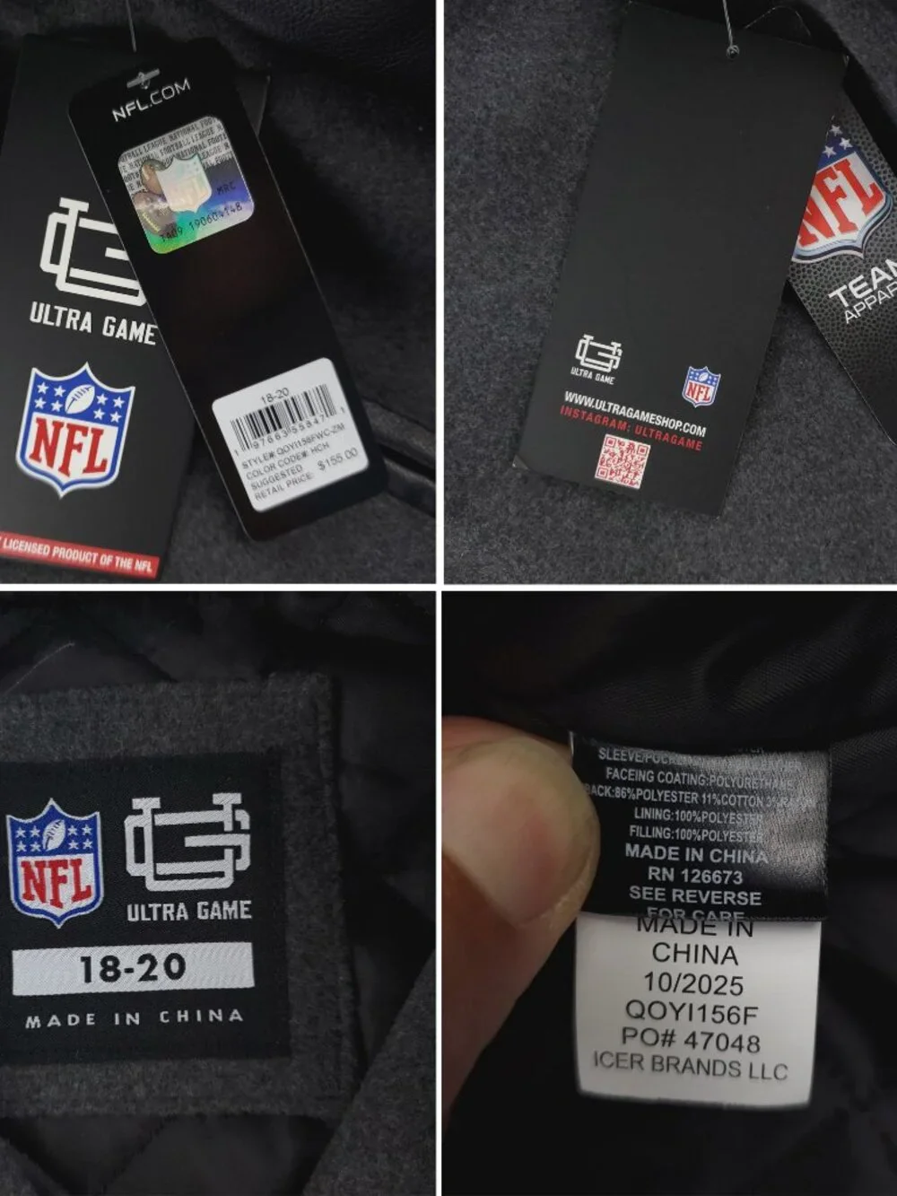 Washington Commanders Varsity Jacket NFL Bomber Patched Youth 18-20 NWT